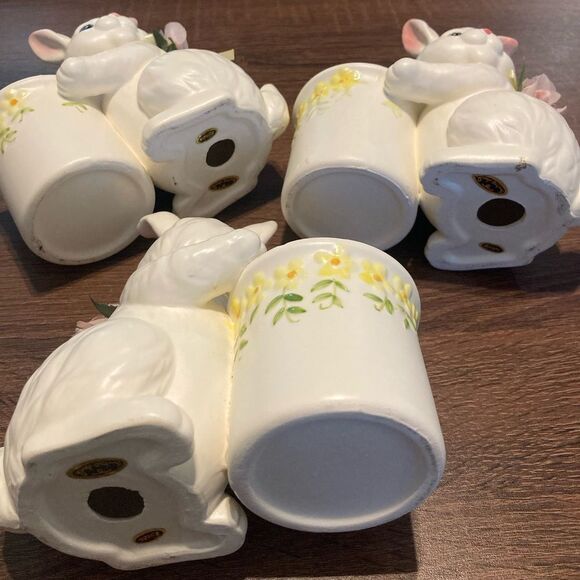 Josef Originals Vintage Bunny Candle Holder Set of 3, 5-1/2” T x 5-1/2” W Votive - Picture 7 of 7